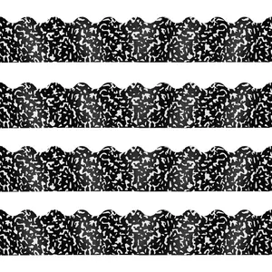 Composition Scalloped Bulletin Board Borders Trims Black and White, Classroom Borders Decoration for Bulletin Board School Classroom Homeschool Back to School Decor