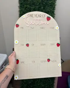 Strawberry one year word photo board