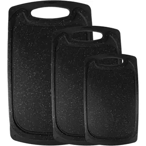 Large-Small Marble  Boards Set of 3, Non Slip, Dishwasher Safe (Black)