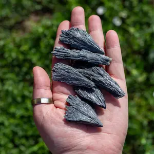 Down to Earth Black Kyanite Blades - Natural Black Kyanite in Hand, Natural Mineral Crystal