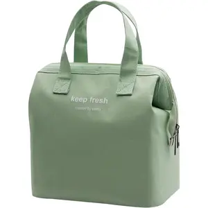 Insulated Lunch Bag Simple Bento Cooler Bag Lunch Tote Bag for Lunch Box for Women Men Adult Picnic Working Hiking Beach (Light Green)