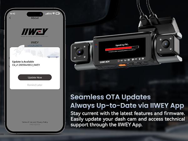 IIWEY C4-pro 4 Channel Dash Cam 360° View, STARVIS 2 Front 2.7K Rear 2K Inside 1080P x2, 8IR LEDs Night Vision 3.0, PlateTag AI for Plate Clarity, 5GHz WiFi GPS, Voice Control, 24/7 Parking Mode, For Free 128GB Card