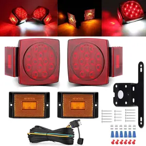 LED Trailer Light Kit - Stop Turn Tail & Side Marker Lights with 25FT Braided Wire Harness, Waterproof 12V Trailer Lights for Boat Utility Camper RV Trucks, Fits Trailers Under 80 Inches
