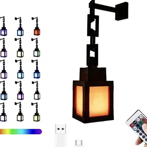 3-in-1 RGB Pixel Soul Lantern, Rechargeable 3D Printed Wall Night Light with 16 Colors & Remote Control, Ideal for Gaming Room Decor, Party Decoration and Creative Holiday Gift #SummerVibes