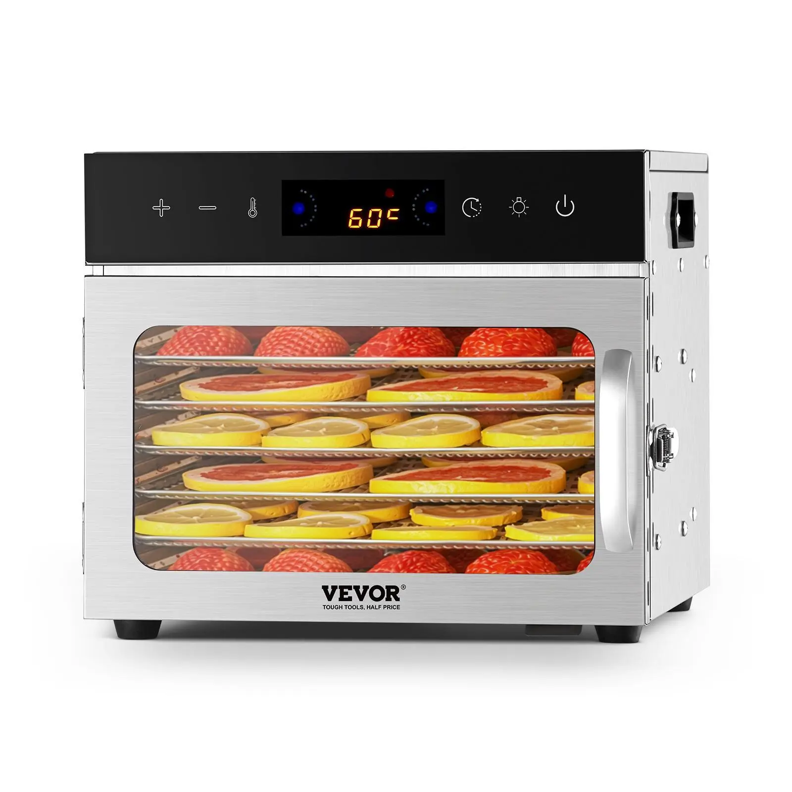 【Summerfinds】VEVOR Food Dehydrator Machine,  , 6 Stainless Steel Trays, 400W Electric Food Dryer with Adjustable Temperature & 24-Hour Timer, Freeze Dryer for Jerky, Meat, Fruit, Vegetables, Herbs, Dog Treats