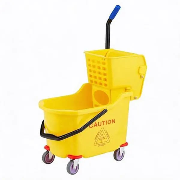 Commercial Mop Bucket with Wheels and Side Press Wringer, 35 Quart Large Capacity Floor Cleaning System for Janitorial, Kitchen, Restaurant, Office & Industrial Use, Yellow