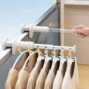 [Heavy-Duty |   Space-Saving] Heavy-Duty |   Space-Saving 1pc Folding Clothes Drying Rack - Telescopic Arms, Sturdy Plastic, Portable Garment Rack for Travel, Home, Hotels - Compact Design, Easy Storage, Multifunctional Organizer, Durable Construction