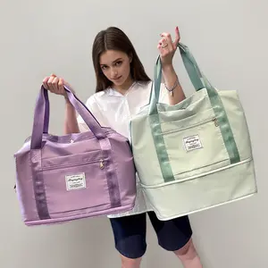 Large Capacity Folding Travel Bag Luggage Tote Gym Foldable Shoulder Bag Expandable Sports Handbags for Women and Men