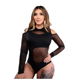 SEXY COLOMBIAN BODYSUIT IN VEIL AND SPANDEX FABRIC ONE SIZE Womenswear Tops