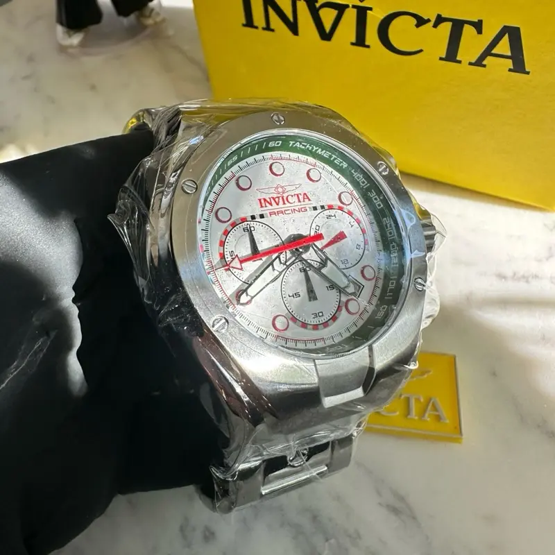 Invicta Racing RedLine 47746 Chronograph Watch, 48mm Stainless Steel Case, White Dial