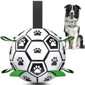 Dog Toys Dog Balls, World Cup Dog Soccer Ball with Straps, Dog Birthday, Herding Ball, Durable Balls for Small Medium Pet, Puppy Outdoor Toy (6 Inch) Inflating Needle Included
