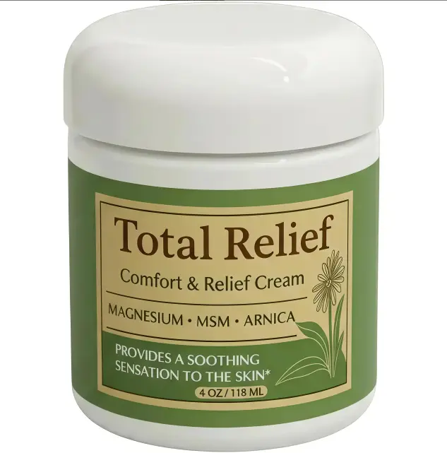 Total Relief Magnesium Body Care Moisturizer - Fast-Absorbing MSM & Arnica Hydrating Lotion, Cosmetic for Healthy Nerves - 8 Fl Oz (Pack of 2)