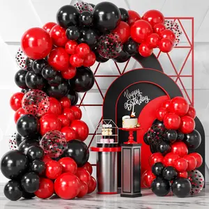 Red Black Balloons Garland Kit,100Pcs Black Red Balloons and Red Black Confetti Balloons Arch for Wedding Birthday Graduation BBQ  Party Prom Party Arch Decoration