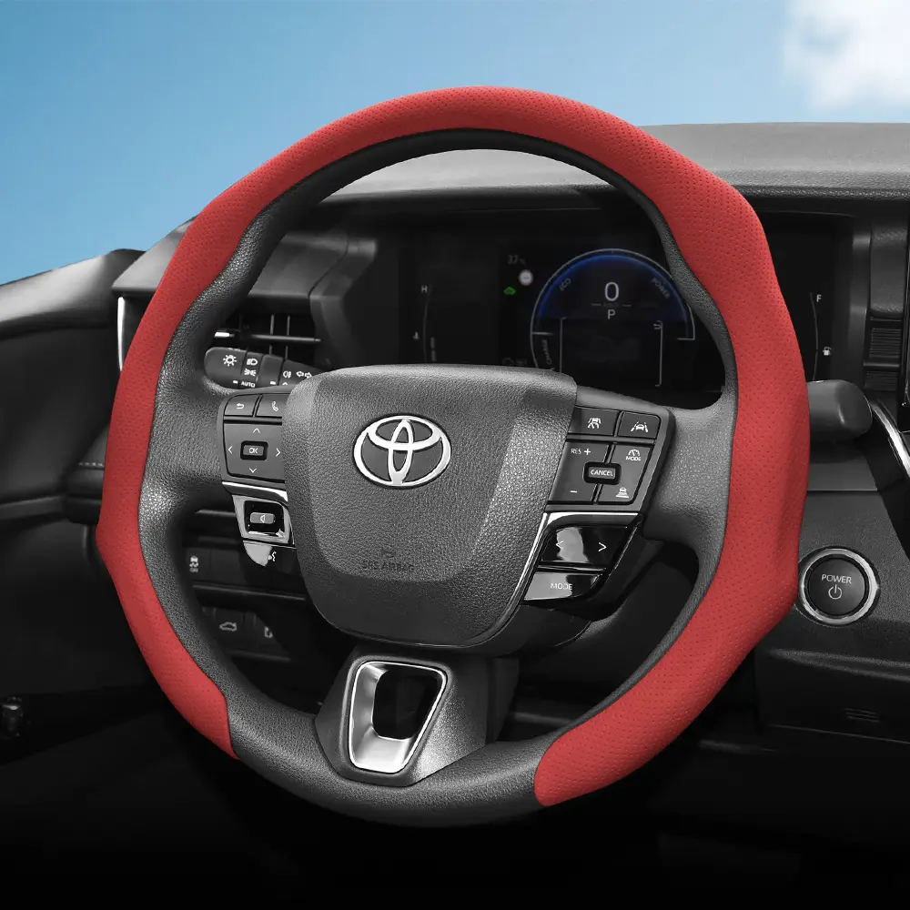 For TOYOTA NAPPA Perforated Leather Steering Wheel Cover, Car Accessories, Steering Wheel Accessories, Anti-slip Breathable Quick-install Design All-season, RAV4/Corolla/Hilux/Camry/Yaris/Corolla Cross/Highlander