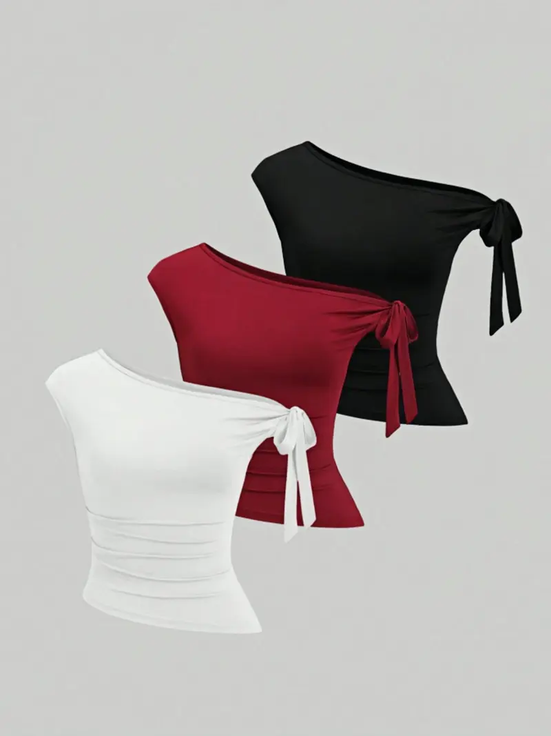 womens shoulder ribbon top - TikTok Shop