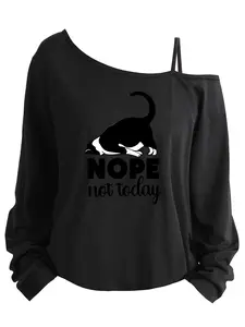 Plus Size Women's Printed Long Sleeve Spaghetti Strap Top, Asymmetrical Neckline, Casual Summer Fashion, Sizes 1-8xl