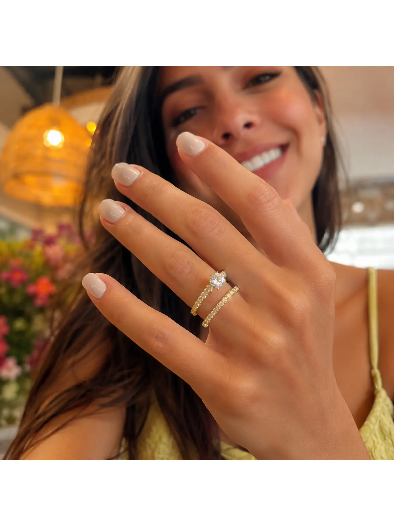 Luxury Shiny Cubic Zirconia, Cubic Zirconia CZ Ring Set for Women Rhinestone Engagement Wedding Promise Ring Jewelry for Christmas Birthday Anniversary Gift for Wife Girlfriend Mom Trendy Sparkling Party Jewelry Romantic Daily Wear