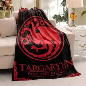 House of Dragons Dragonstone Island Targaryen Fire and Blood Emblem Soft & Cozy Blanket - Perfect For Car Camping, All-Season Portable Polyester Throw Game of Thrones Fans Gifts GOT Merch Mother Dragon