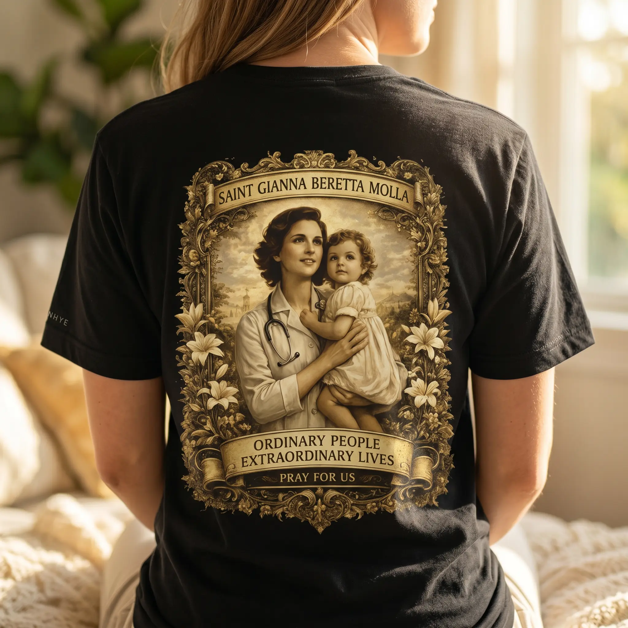 Gianna Beretta Molla Catholic Graphic Tee | Faith Shirt for Women | Christian Streetwear | Gift for Catholic Women
