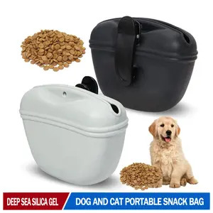 Dog treat bag, portable puppy training treat bag, hands-free dog walking bag, automatic closing pet food treat reward bag, dog food dispenser suitable for pet puppy travel or outdoor use