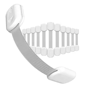 10-Pack Easy Install Safety Locks, High Adhesive Backing, No Screws or Drilling Required, Multi-Functional Latch for Cabinets, Drawers, Doors, Kitchen, Oven, Bathroom