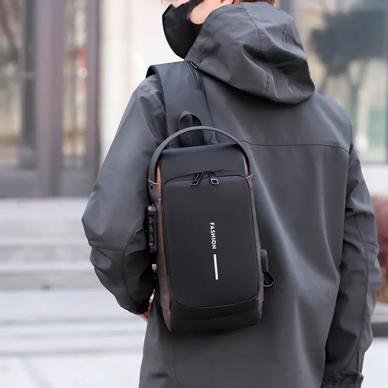Password Lock Chest Bag for Men - Anti-Theft Secure Storage with Detachable Strap for Urban Commute & Motorcycle Adventures, Worry-Free Carry