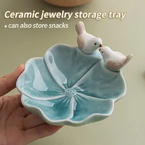 Creative Jewelry Storage Plate,Chinese Style Ceramic Plate for Afternoon Tea, Bird-Shaped Dessert Plate,