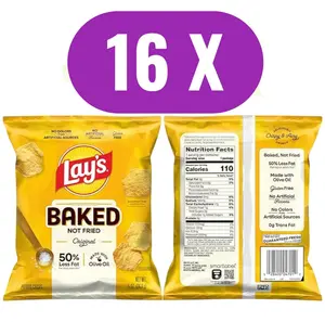Baked Original Potato Chips, Made with Olive Oil, Gluten Free, 50% Less Fat, 0.875 oz, Pack of 16, Bundled By Shoppyway