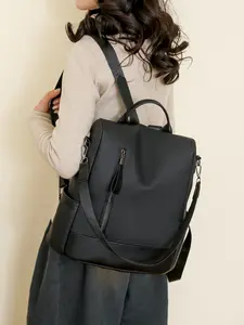 Women's Anti-Theft Backpack, Casual Travel Bag, Zipper Backpack, Waterproof PU Leather Shoulder Bag, Fashionable Large Capacity for Work Shopping Travel