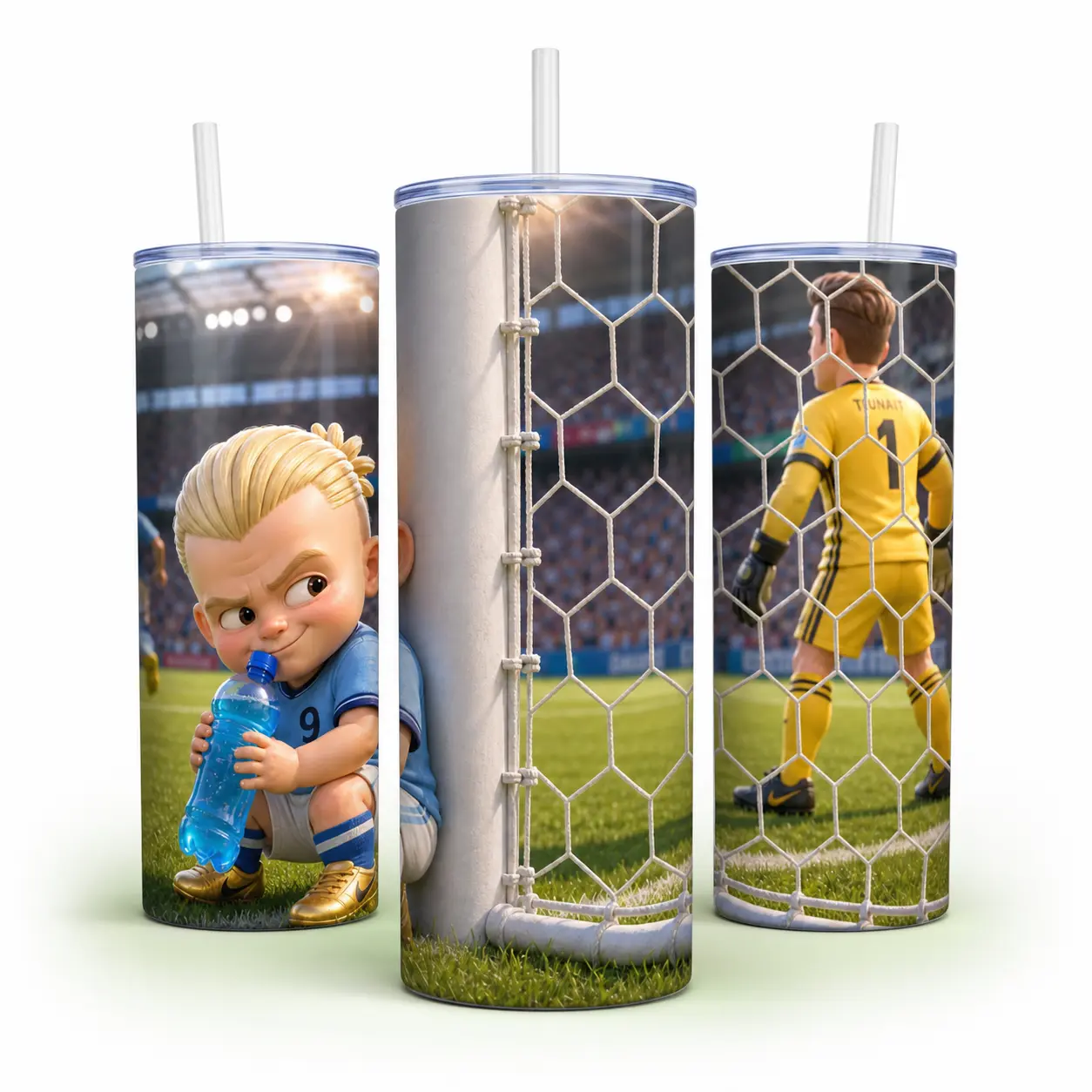 Kids/Teens Soccer Football Theme Stainless Steel Tumbler - 1pc 20oz Sturdy Insulated Vacuum Seal Lid Double-Wall Travel Drinkware, Water Bottles for Hot & Cold Drinks, Game Day Coaches Sports Fans Accessory, Portable Drinkware Flasks, Portable Insulated T