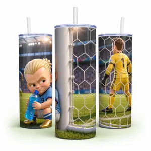 1pc 20oz Soccer Kid Stainless Steel Tumbler with Lid, Double-Wall Vacuum Insulated Cup for Hot & Cold Drinks, Reusable Travel Drinkware for Football Fans, Kids & Teens