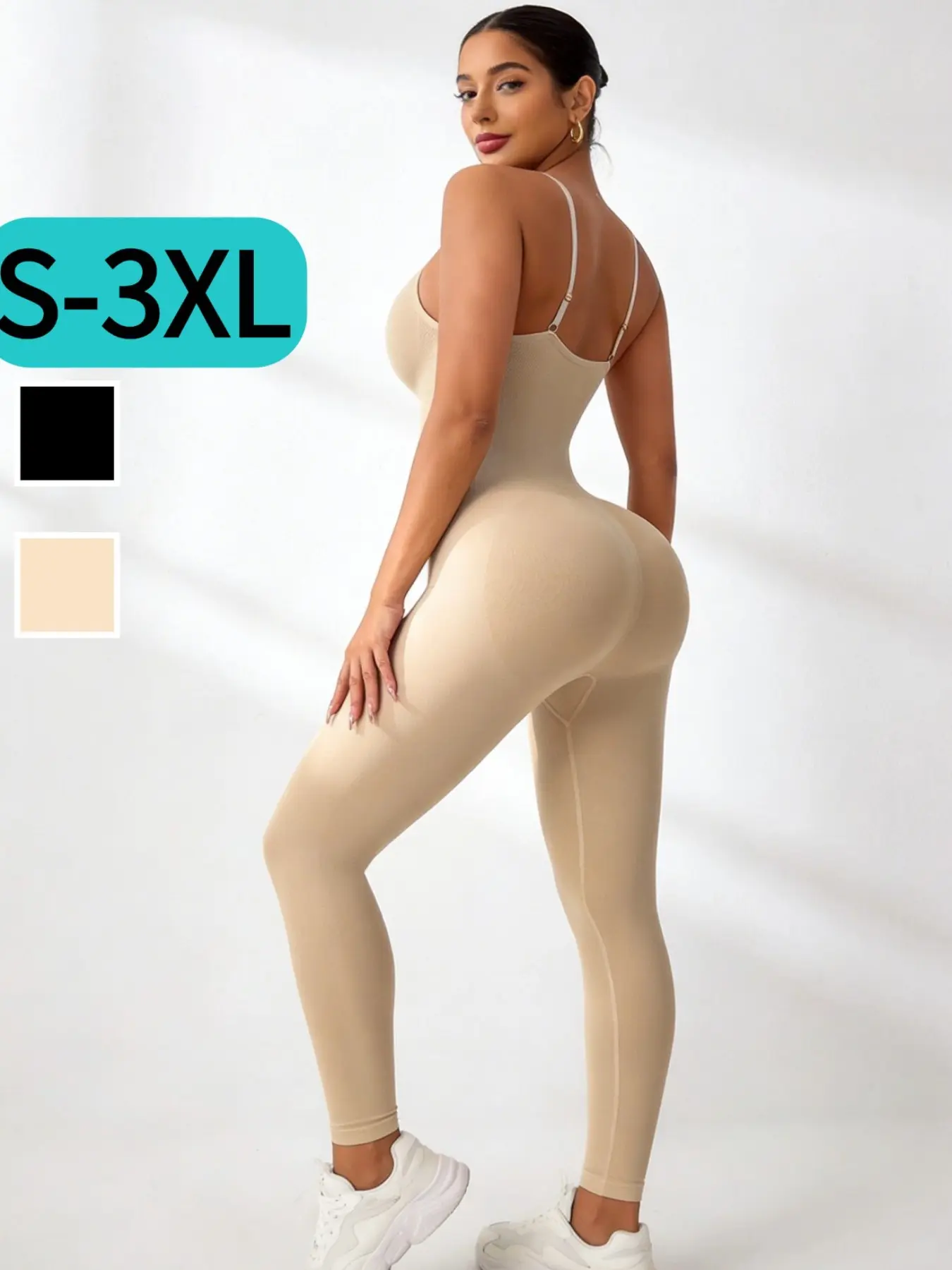 Women's All-Season Shaping Jumpsuit, High Waisted Curve Hugging Compression Shapewear, Simple Pleated Design, Slim Fit Nine-Tenth Pants, Ideal for Daily Wear