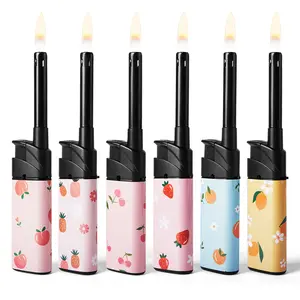 [Pre-Filled] 6 Pack Candle Lighter Multipurpose Lighter Utility Lighters with Extended Wand Handy Refillable for Kitchen Fireplace Pilot Light DIY BBQ Grill Stove