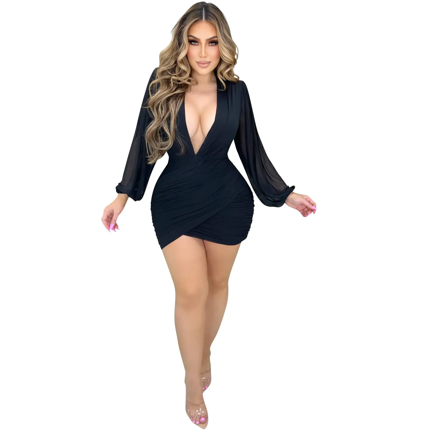 Acelyn Dress Women Sexy Deep V Neck Sheer Mesh Bodycon Mini Dress Long Sleeve See Through Ruched Cocktail Party Club Short Mini Dresses - TikTok Shop Acelyn Dress Women Sexy Deep V Neck Sheer Mesh Bodycon Mini Dress Long Sleeve See Through Ruched Cocktail Party Club Short Mini Dresses - TikTok Shop