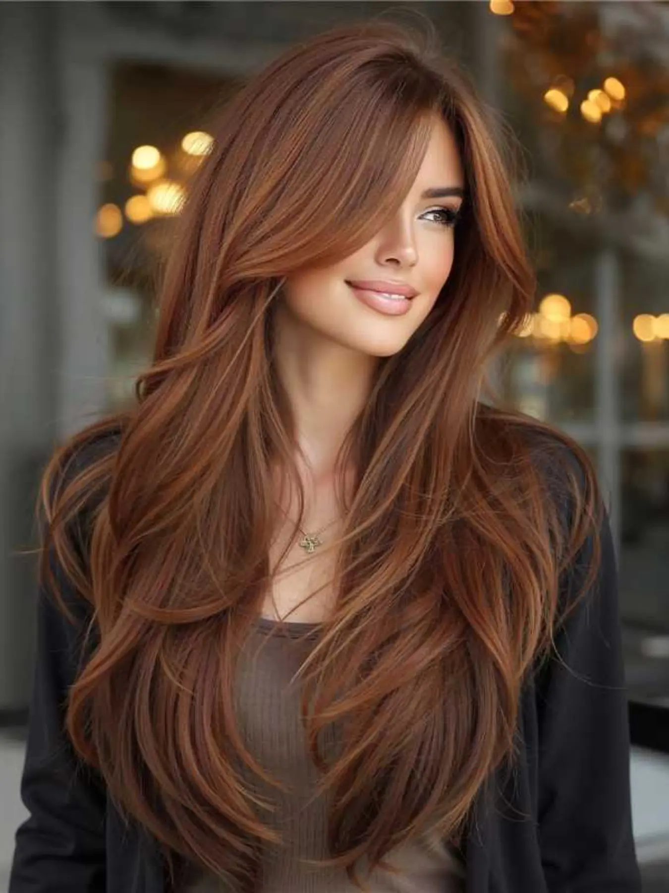 26 Inch Long Hair High Temperature Fiber Full Head Synthetic Smooth Wig, Fashionable Holiday Christmas Style, Elegant and Trendy, Heat Resistant Wig, Straight Wig, Synthetic Material Wigs