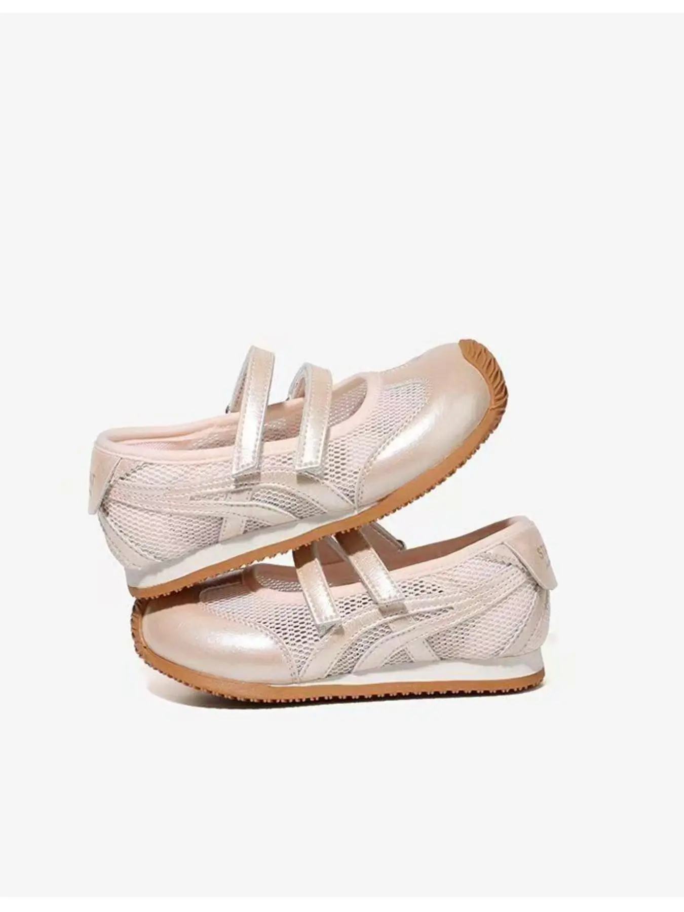 Summer Sweet Cool! Girls' Mesh Breathable Mary Jane Sports Shoes, Retro Ballet Style Glitter Agon Running Shoes