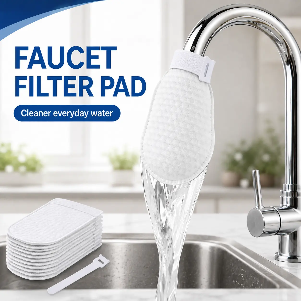 [Suitable for <1-inch faucets] Disposable faucet filter bag with a securing strap, splash-proof faucet cement filter bag with elastic cuff, perfect for kitchen and bathroom faucets, more peace of mind