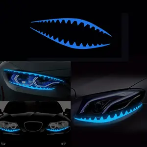 Shark eyeliner pen car headlight decal reflective vinyl stickers, a pair of sawtooth-shaped eyeliner stickers are suitable for car self-adhesive vinyl decal bumper stickers Car Decals and vehicle lighting