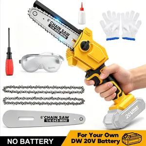 6 Inch Cordless Chainsaw for DeWalt 20V Battery, Lightweight Portable Mini 6'' Electric Chain Saw, Brushless Power Pruner,  Handheld Electric Power Chain Saw for Tree Trimming Wood Cutting (Tool Only)