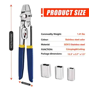 Multi-Function 8-Shape Aluminum Crimping Pliers Kit, Electrician Tool with 600PCS Aluminum Sleeves