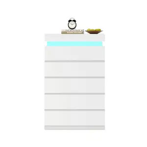 Tall Dresser with LED Light White