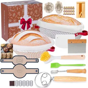26Pcs Sourdough Starter Kit – Banneton Bread Proofing Basket Set with Silicone Sling – Complete Artisan Bread Baking Supplies for Home Bakers (Round & Oval)