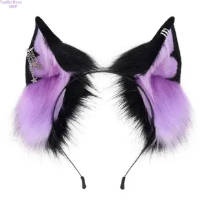 New Halloween Handmade Furry Animal Ears Headband, Realistic Plush Fox Ears Cosplay Hair Accessories, Cute Cat Style Headwear Perfect for Anime Con, Comic Con, Live Streaming, Halloween Parties & Themed Cosplay Events