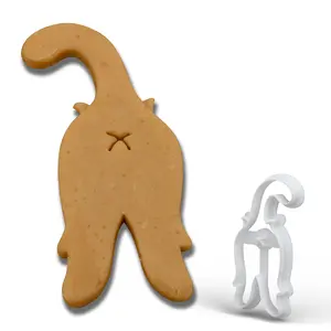 Kitty Tail Cookie Cutter Set - Plastic Printed Cookie Cutters, 4 Inches x 2.11 Inches, Food-Safe PETG & PLA, Perfect for Cats and Baking Fun Dish Tin