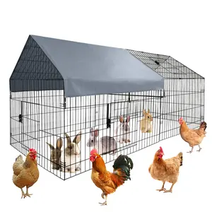 Metal Chicken Coop with Waterproof Cover - 86"x40" Portable Poultry Cage, Walk-In Hen House for Indoor & Outdoor Use, Durable Animal Playpen for Rabbit, Ducks