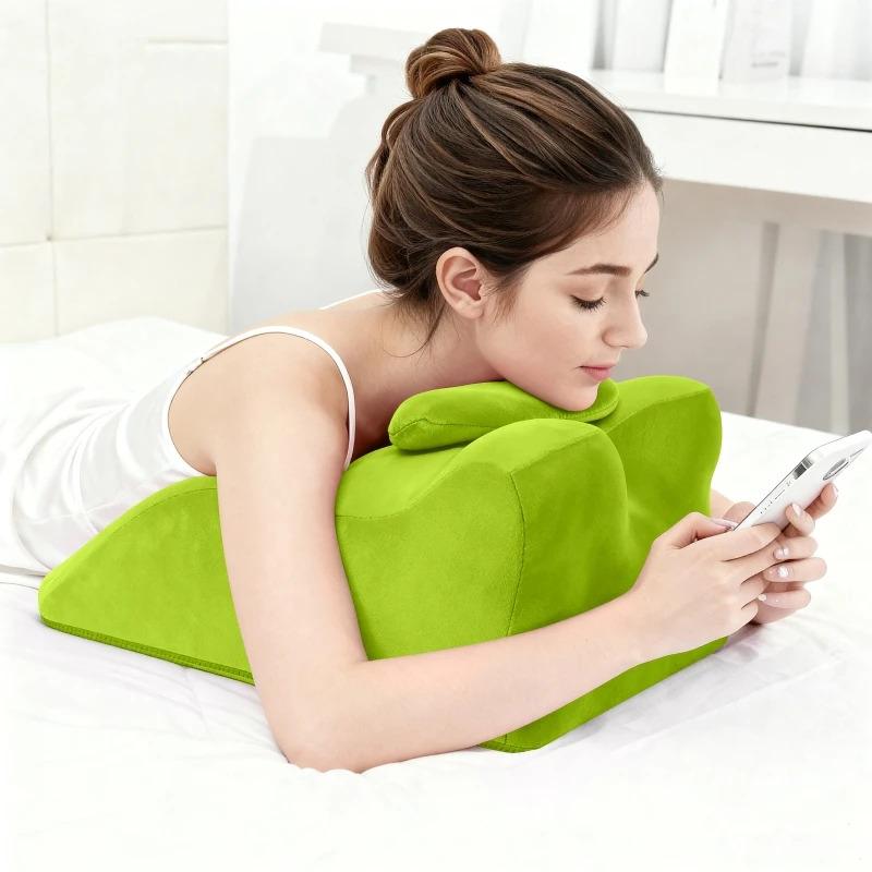 Overseas Stock Ergonomic Spinal Posture Support & Multi-Functional Bed Pillow Green