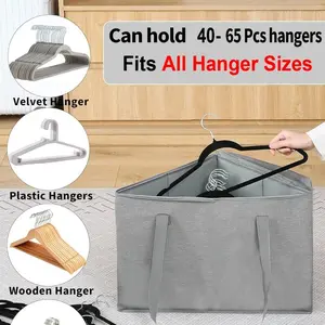 Premium Storage Bag Holds About 40 Clothes Hangers Triangular Design Non-Woven Fabric Bottom Support Pad Durable Home Closet Organizer