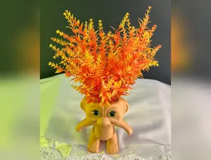 Troll Treasures Delight, Orange Eucalyptus artificial flower arrangement