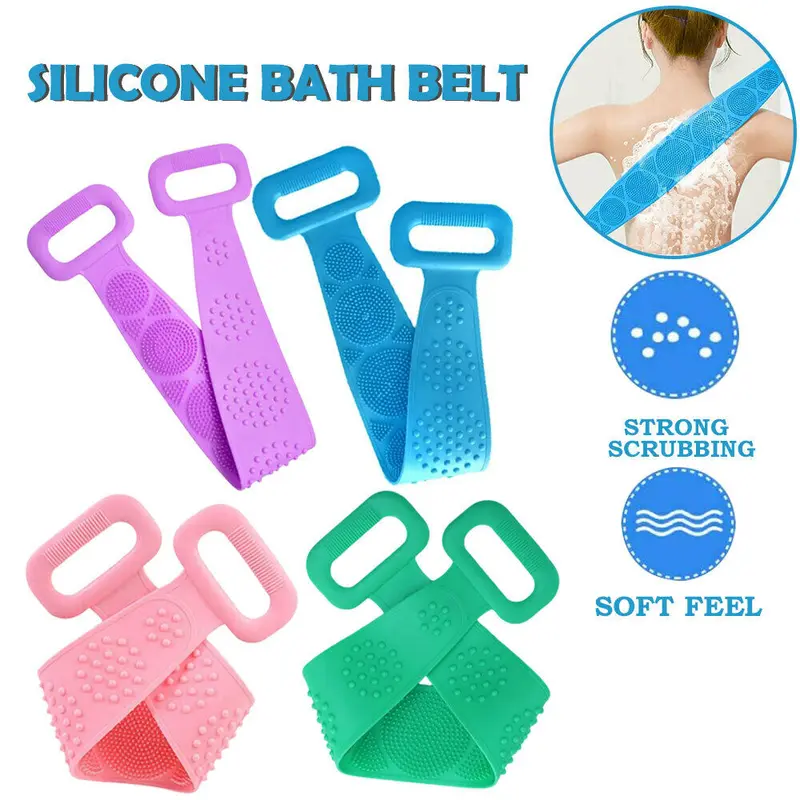 Bath Shower Silicone Body Scrub Brush Bath Belt Exfoliating Cleaning Back Towel