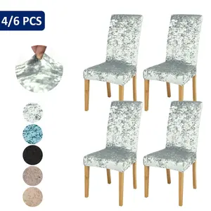 4/6 Piece Gold Diamond Velvet Ultra Soft Chair Covers, Dining Chair Slipcover, Detachable and Washable, Suitable for Restaurant, Party, Home Decor, Christmas Gift